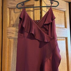 Elegant Burgundy Ruffle Dress